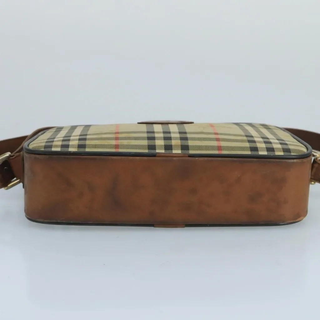 Nova Check Shoulder Bag Canvas Leather Beige Brown Authentic - Image 5