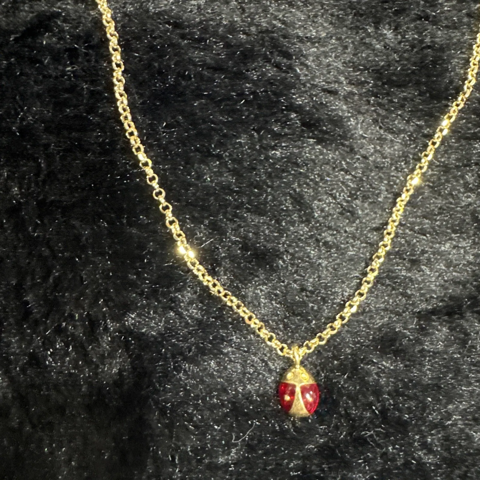 Mia Fiore Ladybug Necklace 18 kt. Gold Plated Sterling Silver 925 16"+2" Italy - Image 3