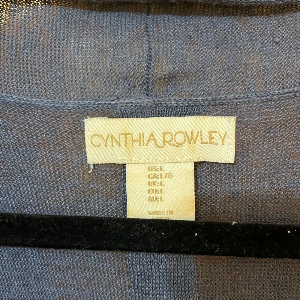 Cynthia Rowley Linen Blue Sleeveless Cardigan Vest - Image 4