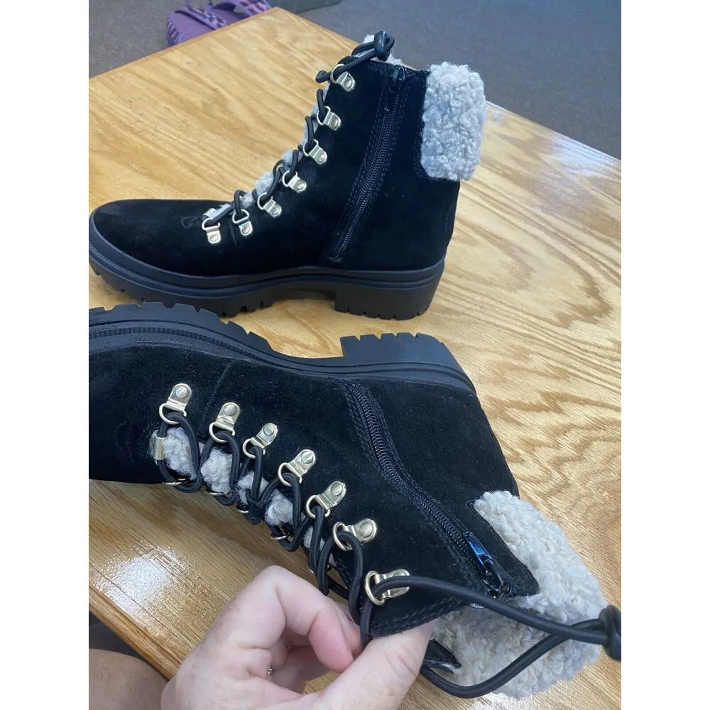 Sole Society Combat Boots Women's 11 M Black Suede Sherpa Lined Outdoor S66 - Image 4