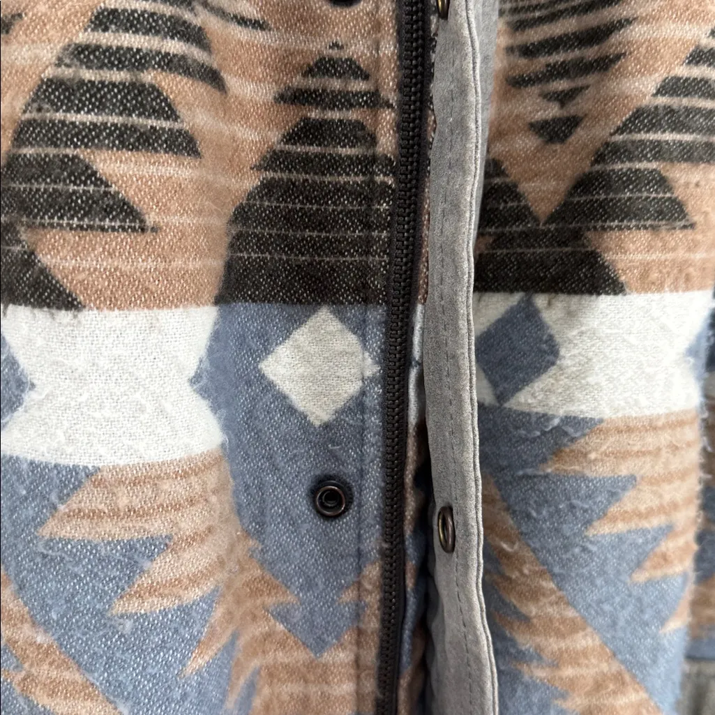 Women's Leather mixed media vintage southwestern Euro Mond Aztec jacket XL Gray - Image 11