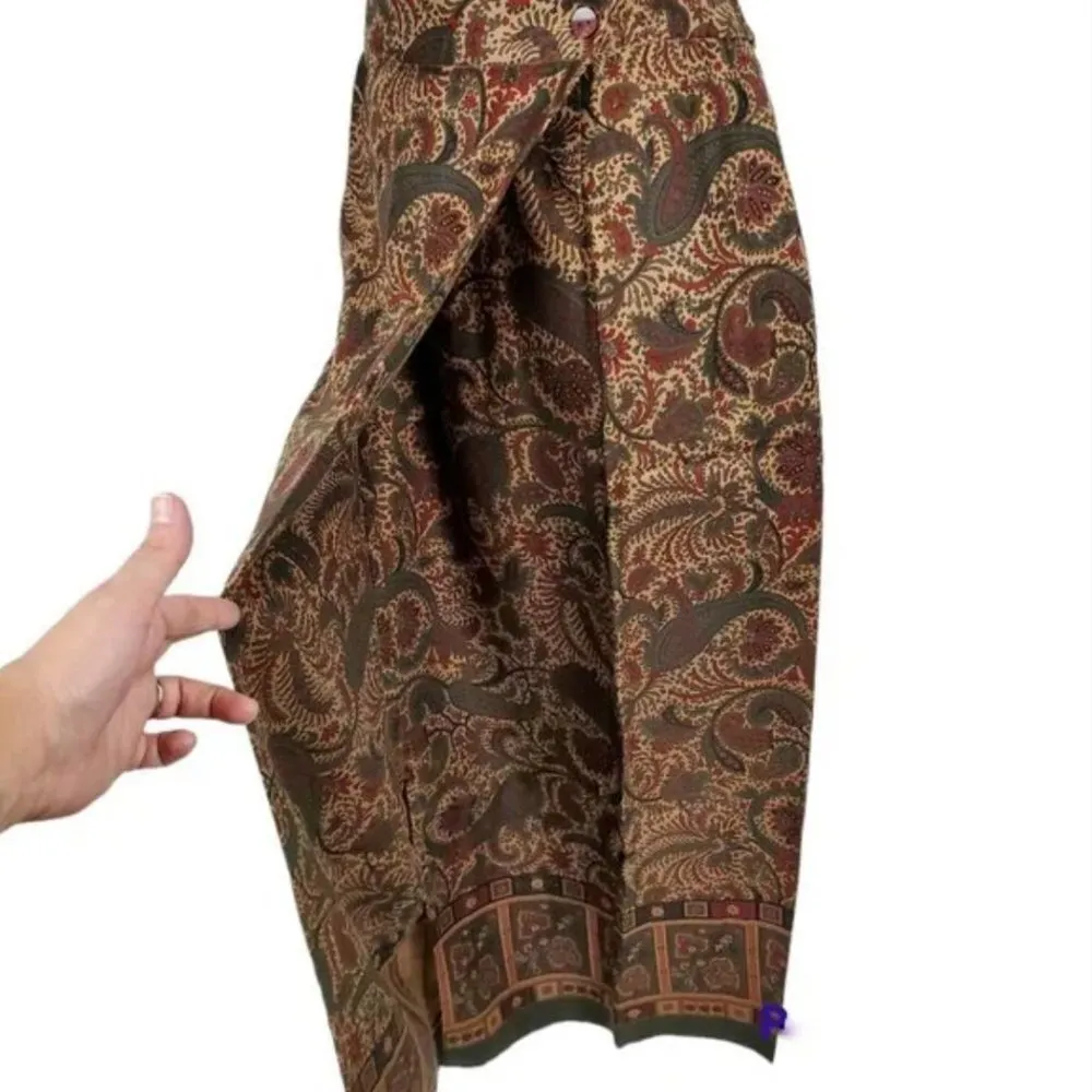 Pendleton Top & Skirt Set 8 10 Faux Wrap Paisley Print Fabric Button Vintage 90s - Image 8