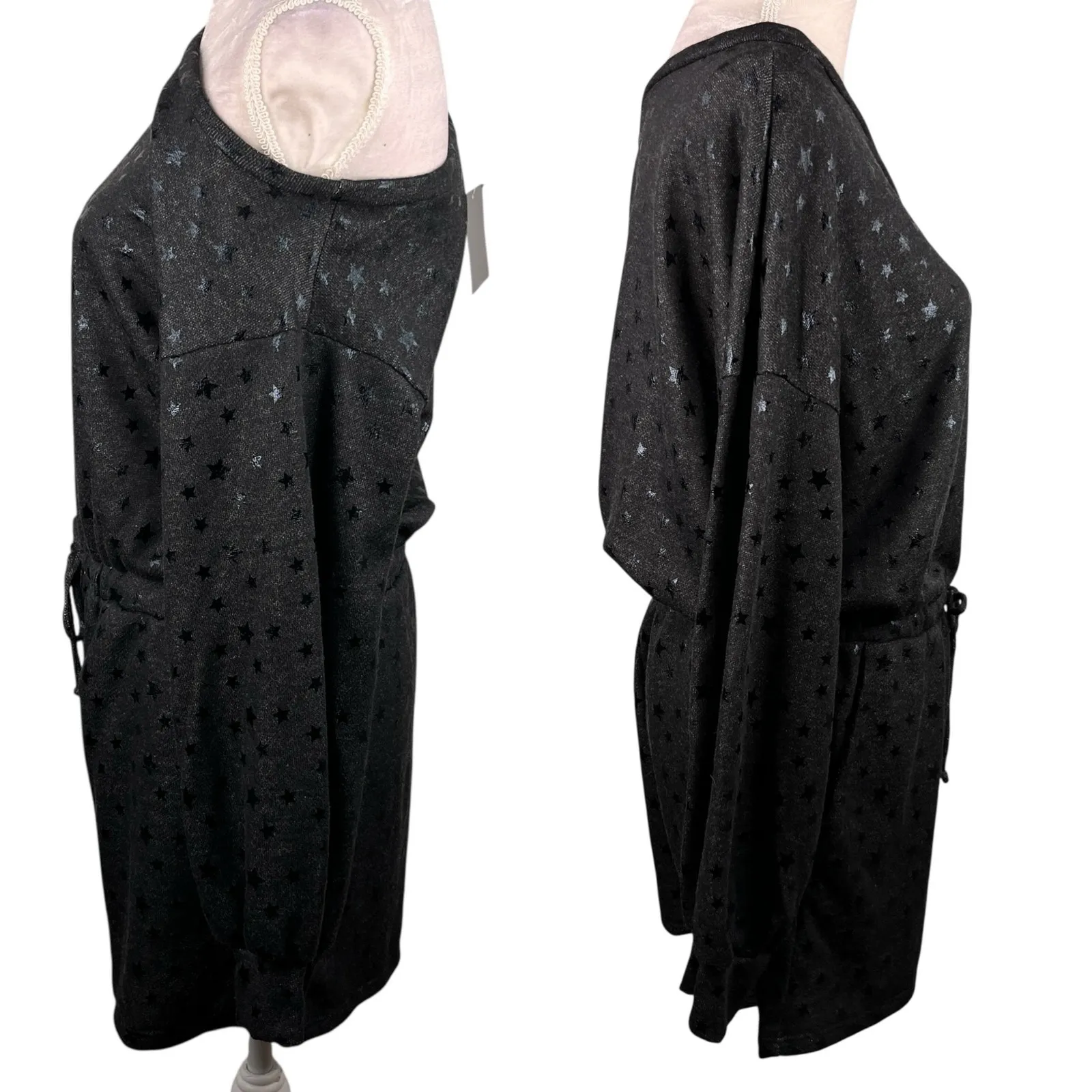 Le Lis Collection Romper Black Stars Large Pockets Off Shoulder New - Image 7