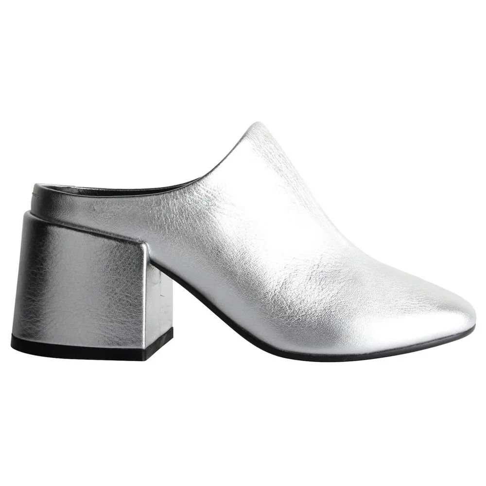 Maison Martin Margiela Silver Mules Metallic Silver Size 7.5 - Image 2