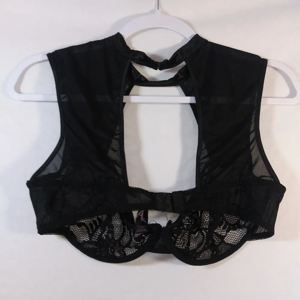 Dreamgirl Black Lace High Neck Bralette Underwire Size XL - Image 4