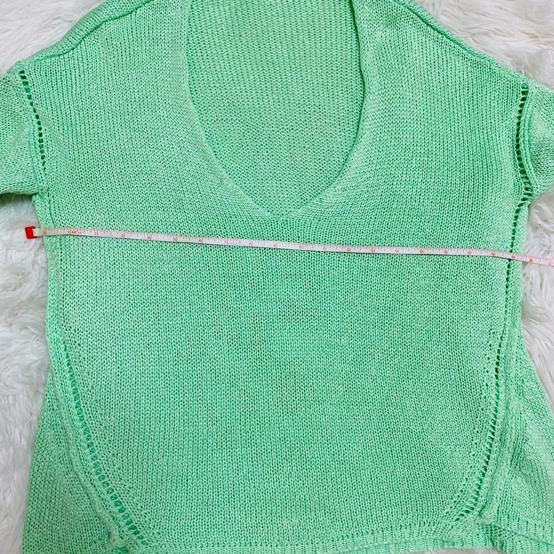 Mint V-Neck Knit Sweater - Image 4