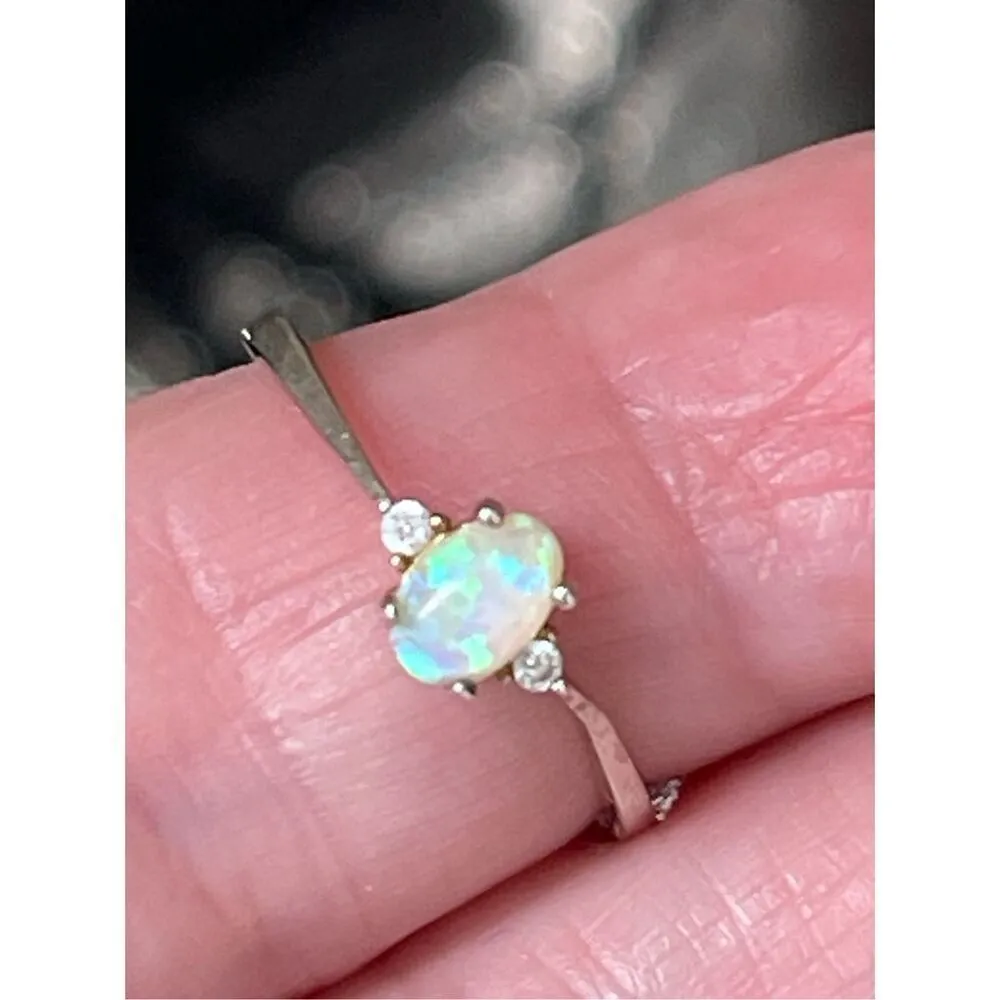Sterling silver Opal diamond size 7:25 ring - Image 5