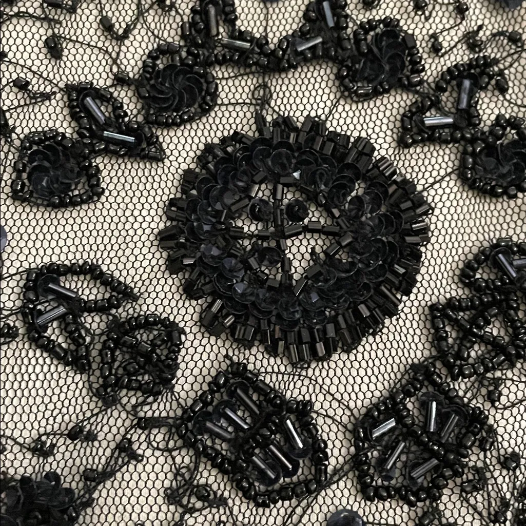 Stenay Vintage Black Velvet Formal Dress Beaded Floral Mesh Top Womens Size 10 - Image 11