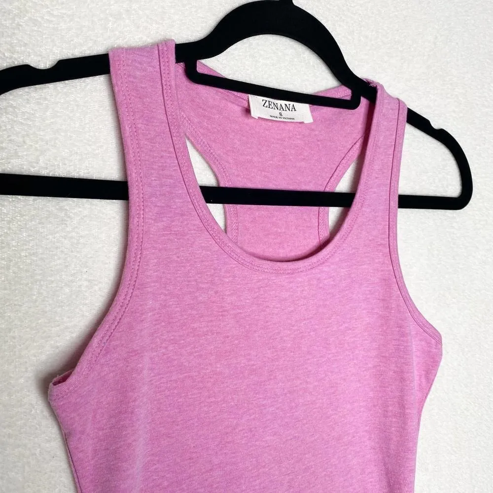 Zenana Premium Scoop Neck Racerback Tank Top Bodysuit Pink Purple Size Small - Image 4
