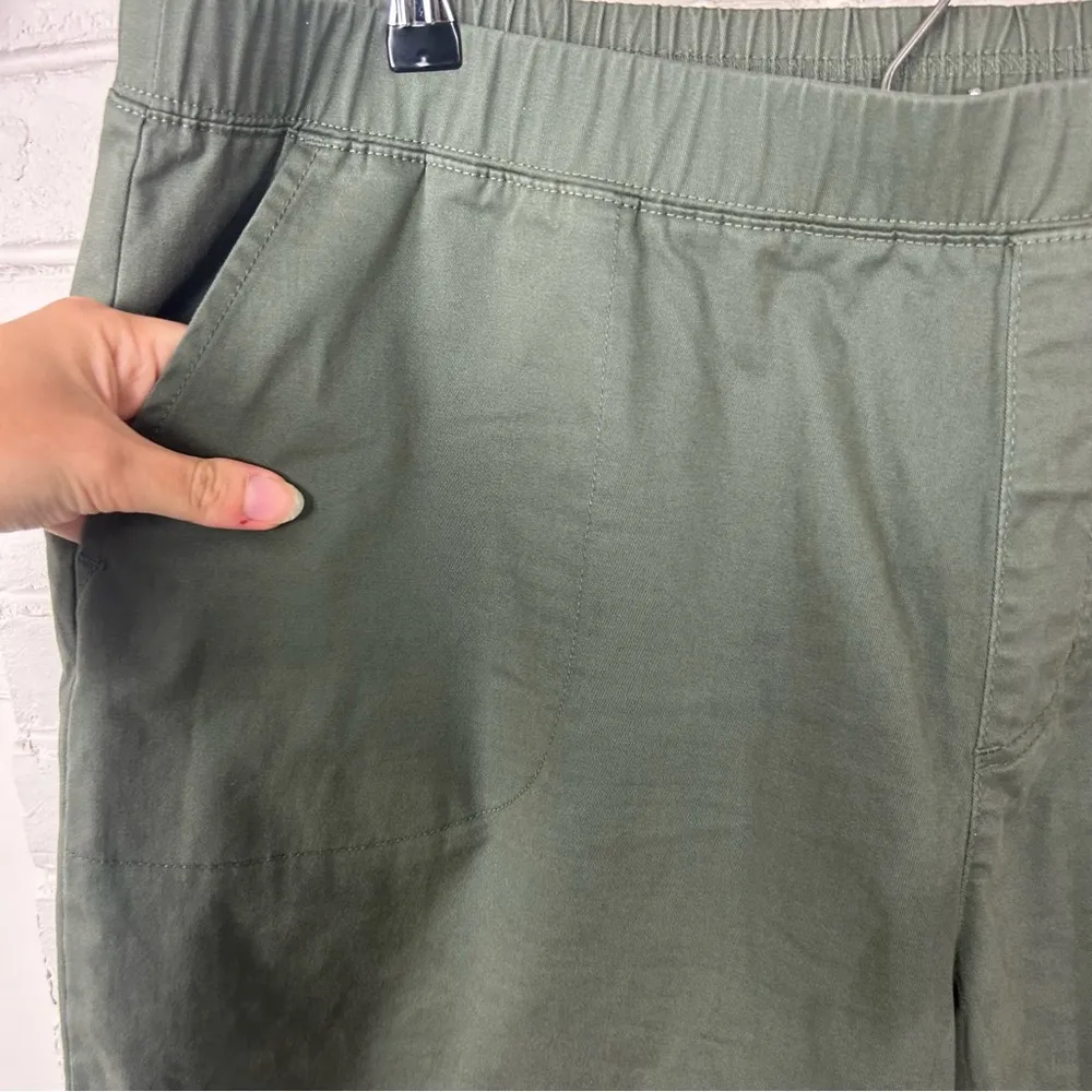 QVC Denim & Company Green Easy Wear Twill Relaxed Pull On Skimmer Cropped Pants - Image 8