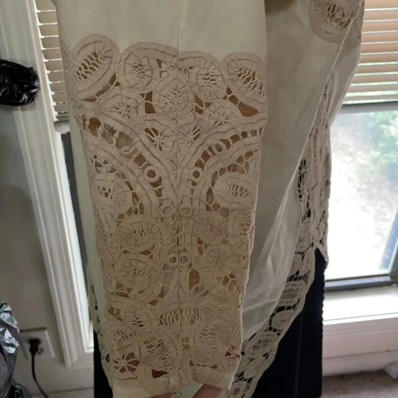 70s Edwardian lawn coat lace White - Image 7