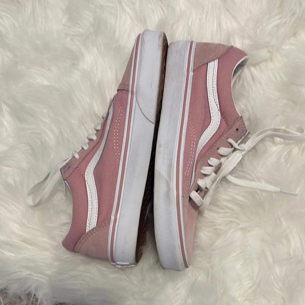 Vans Pink and White Sneakers Suede-Like Low-Top - Image 3