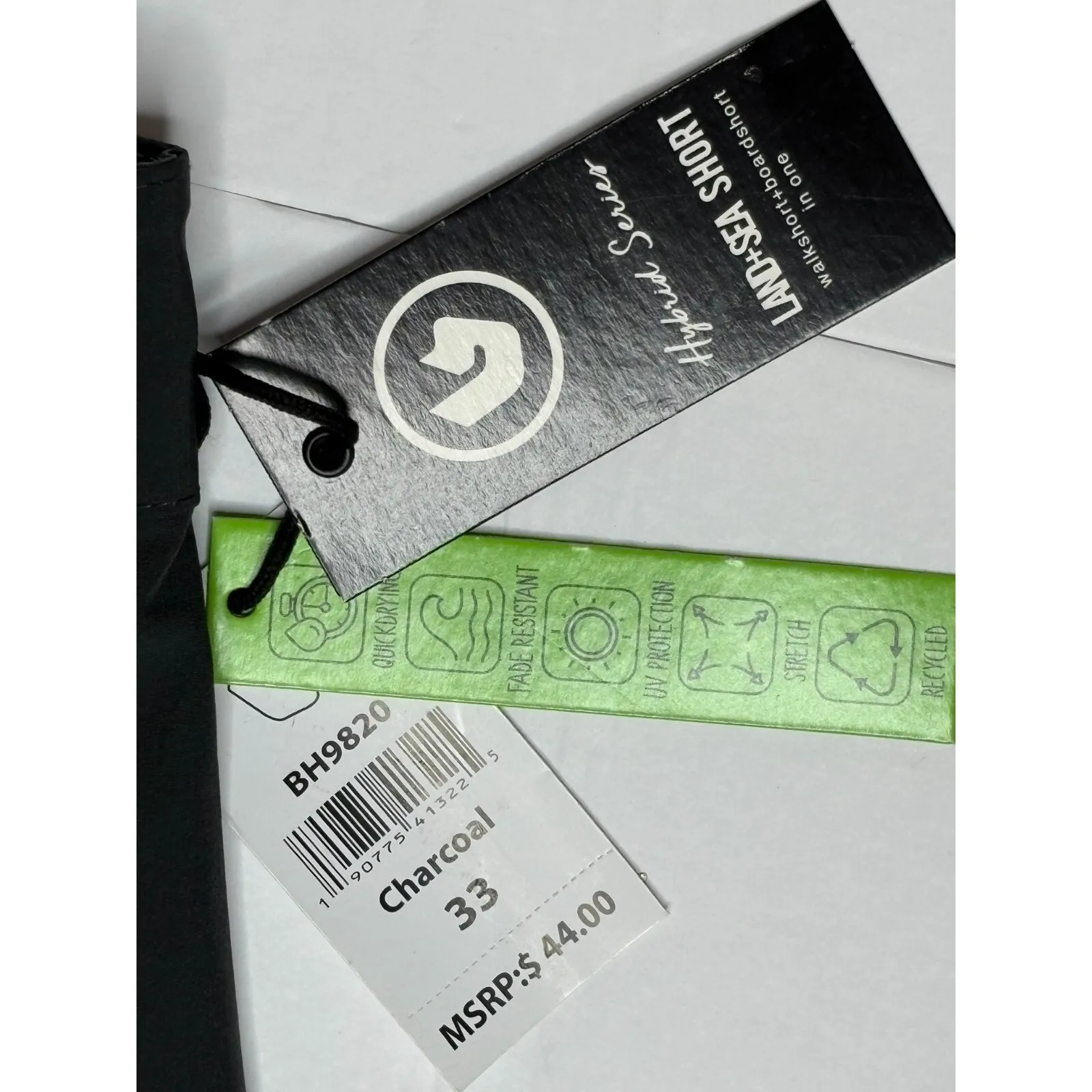 Burnside‎ Land & Sea Charcoal UPF Quick Drying 10" Swim Shorts sz 33 NWT - Image 3