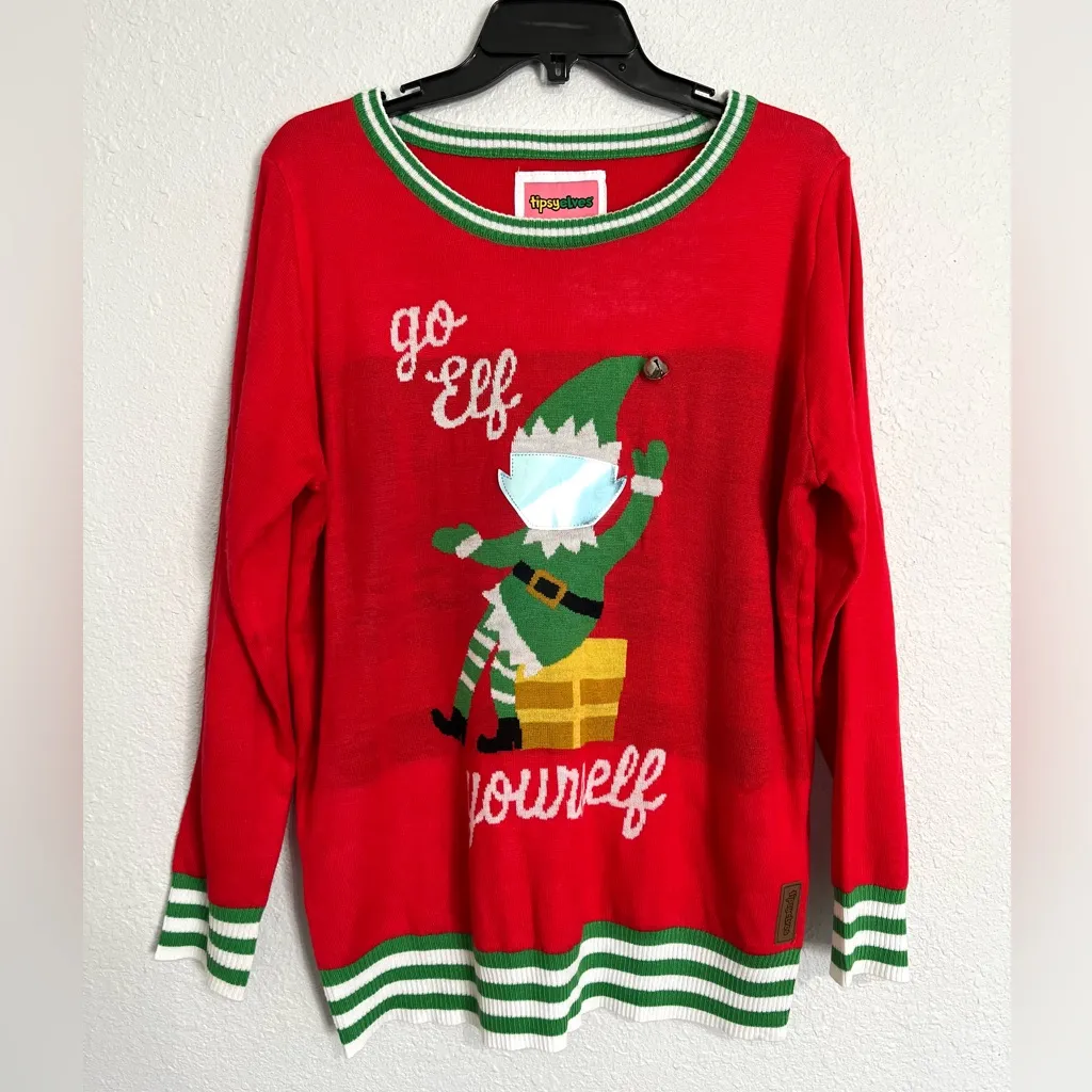 Tipsy Elves Go Elf Yourself Ugly Christmas Sweater Size Large - Image 2