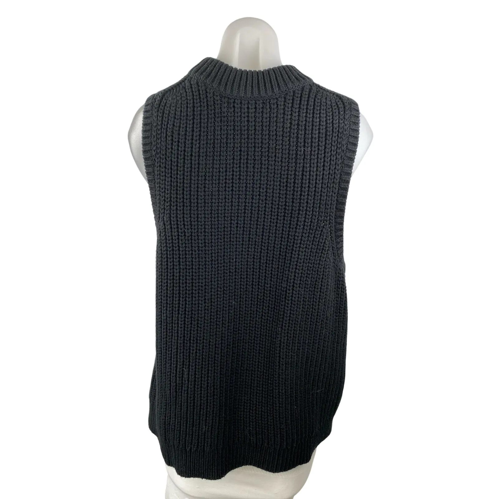 NEW Banana Republic Black Cable Knit Sleeveless Crewneck Tank Sweater Top Size L - Image 2