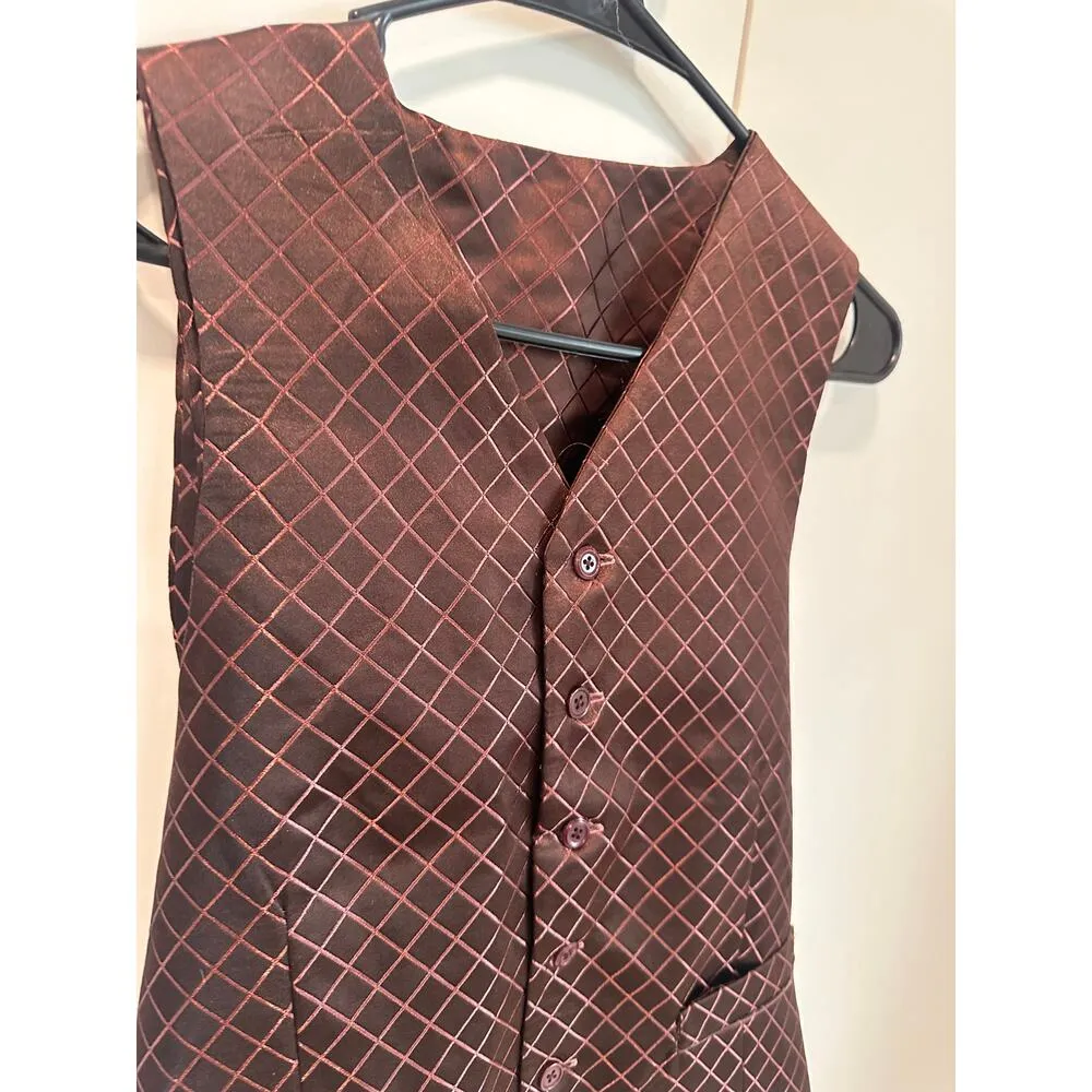 Vintage Waist Coat Vest Modern Size Womens M/L Sateen Window pane Print Menswear - Image 6