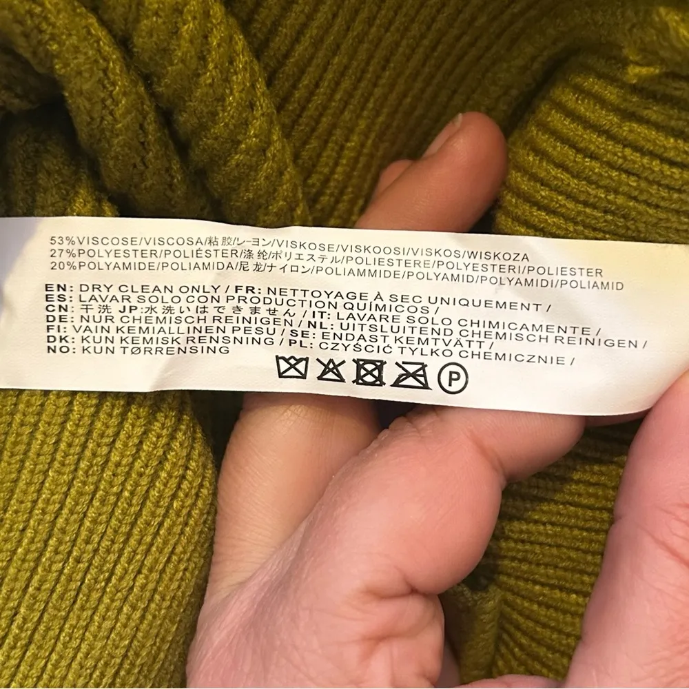 J.O.A. Olive Double Breasted Two Button Viscose Blend Size Small Ribbed Cardigan - Image 9