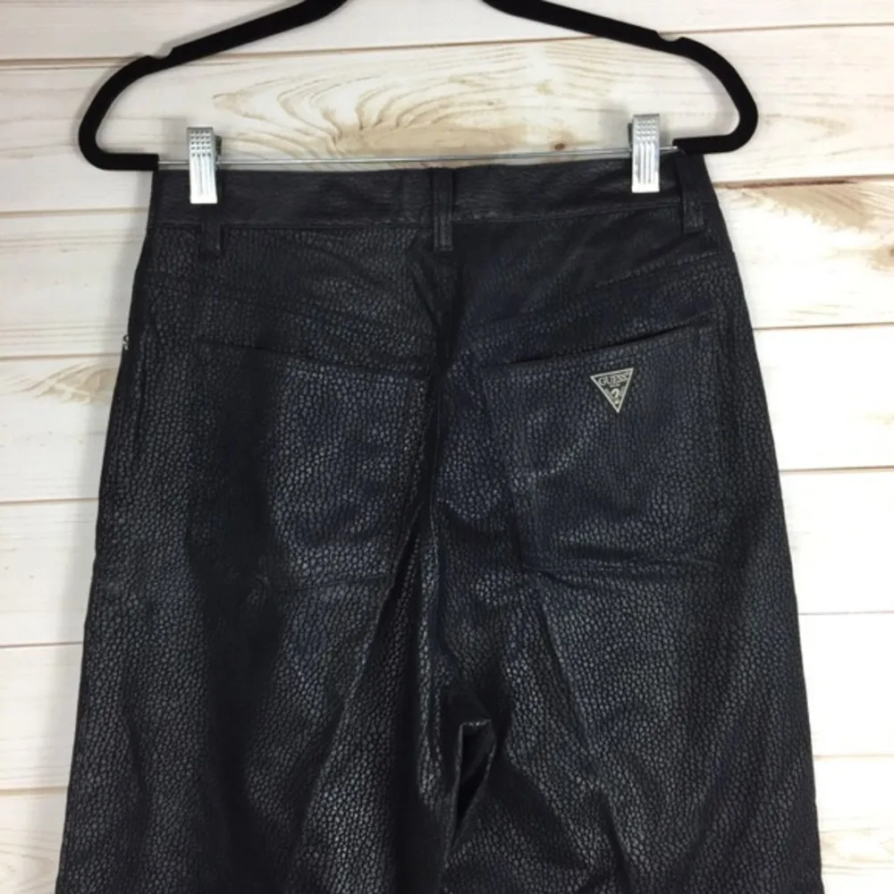 Vintage Guess Jeans High Waist Textured Wax Coated Tapered Leg - Image 7