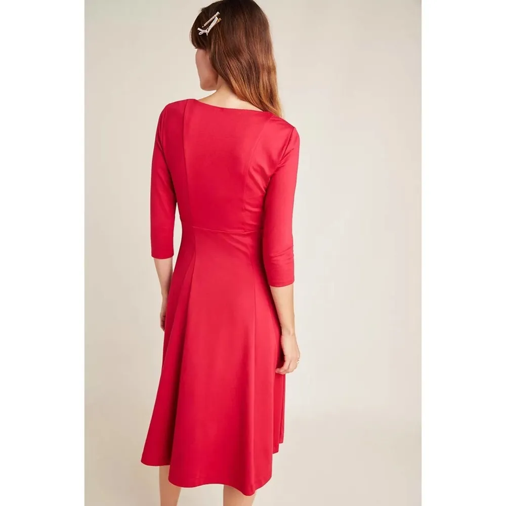Anthropologie Maeve Red Mid Sleeve Midi Knit Dress Womens Size XS - Image 3
