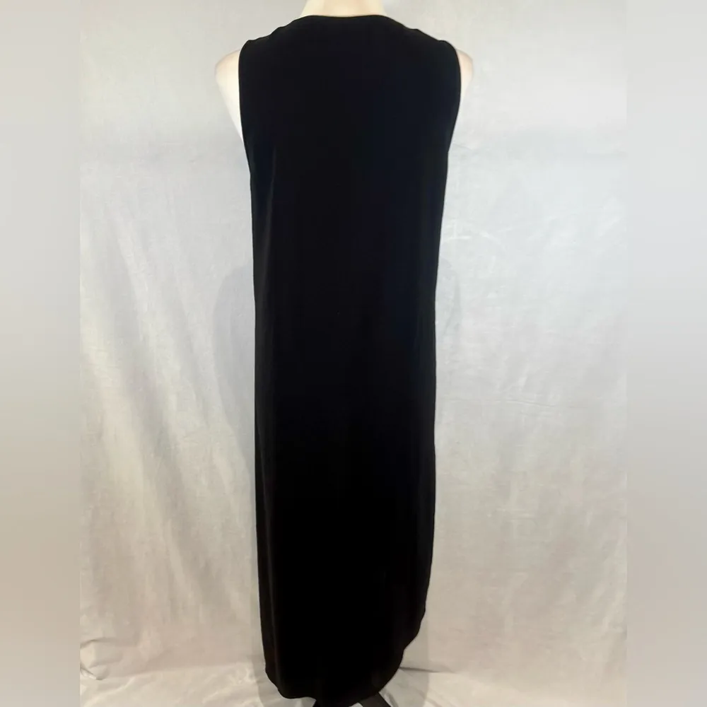 White House Black Market black cascading ruffle asymmetrical midi dress size 4 - Image 4
