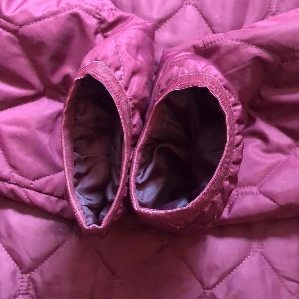 EDDIE BAUER Women’s Wine Burgundy Embroidered Diamond Pattern Quilted Coat Sz LG - Image 10