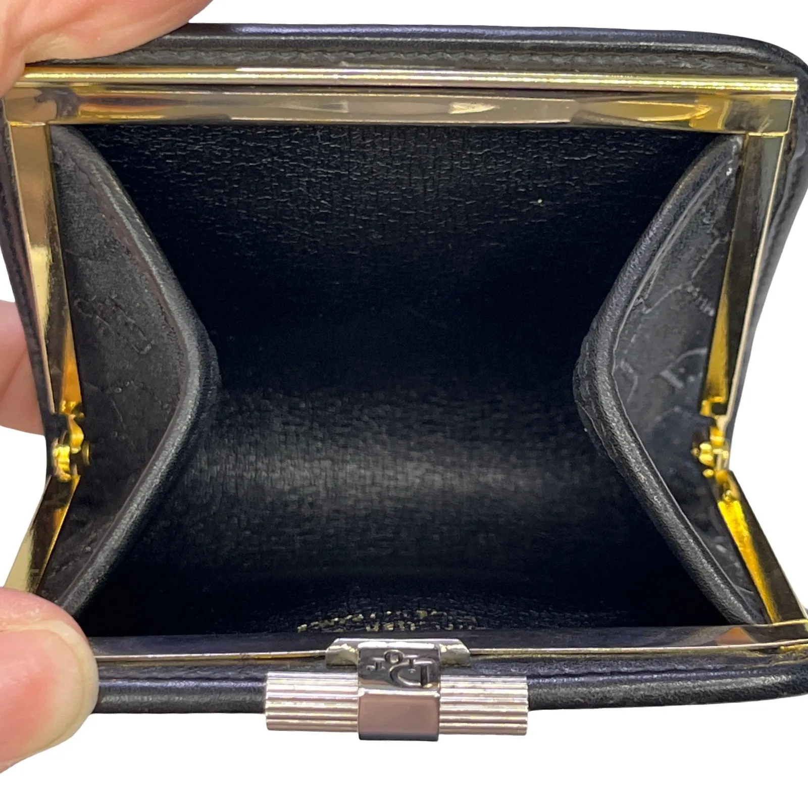 Vintage Christian Dior Honeycomb Monogram Coin Purse Black Silver Dior Wallet - Image 10