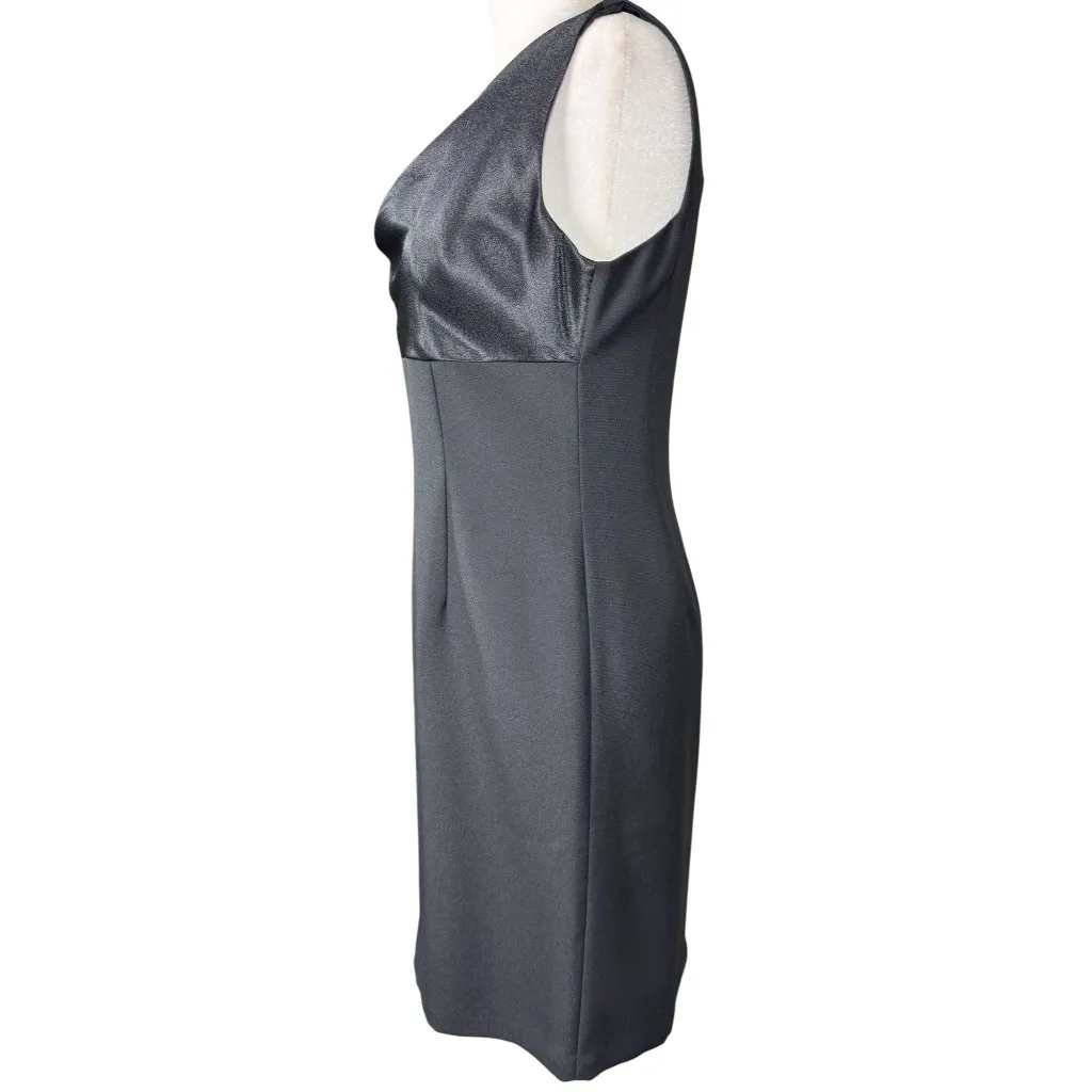 Liz Claiborne Womens Petite Dress Size 6P Black Sleeveless Satin Top Midi Length - Image 3