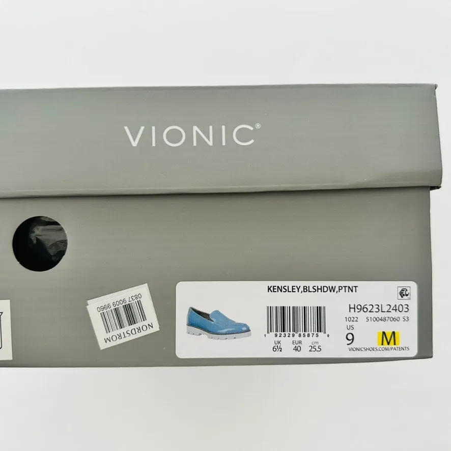 Vionic Kensley Patent Loafer Blue Shadow Size 9 Comfort Flat Work Casual - Image 8