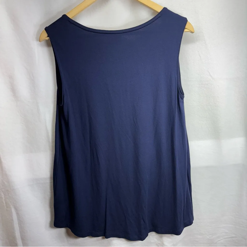 JM Collection Blue Tank‎ Top Classic Scoop Neck - Image 3