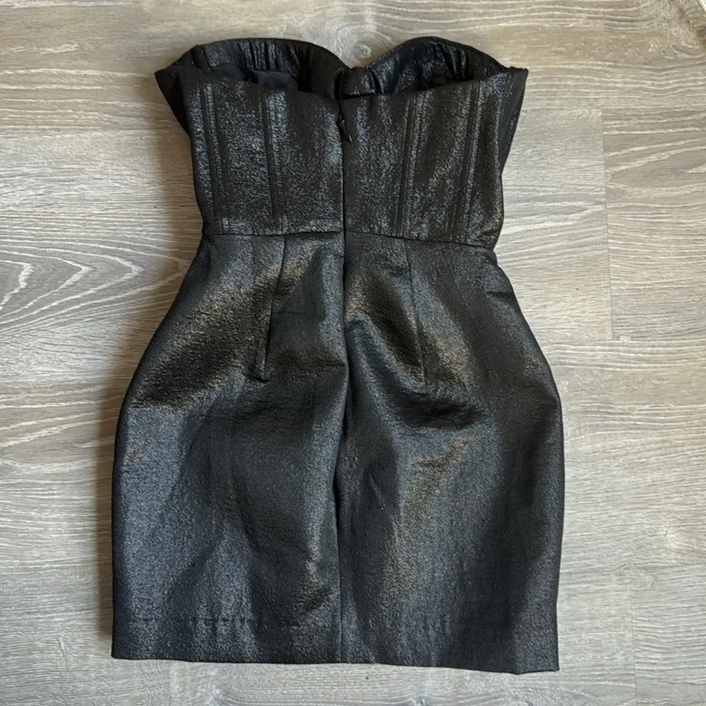 NEW HOUSE OF CB Eevie Strapless Corset Metallic Glitter Black Dress XS - Image 3