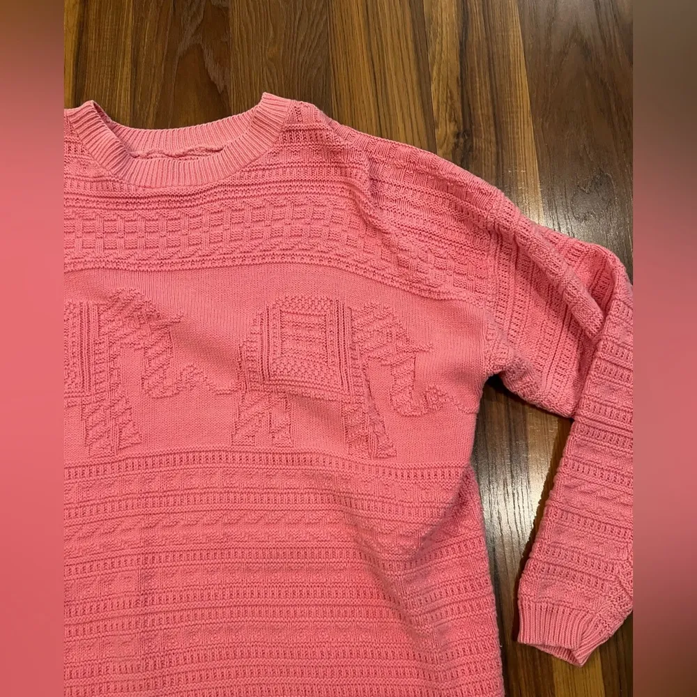 Pink elephant knit oversized sweater Size L - Image 3