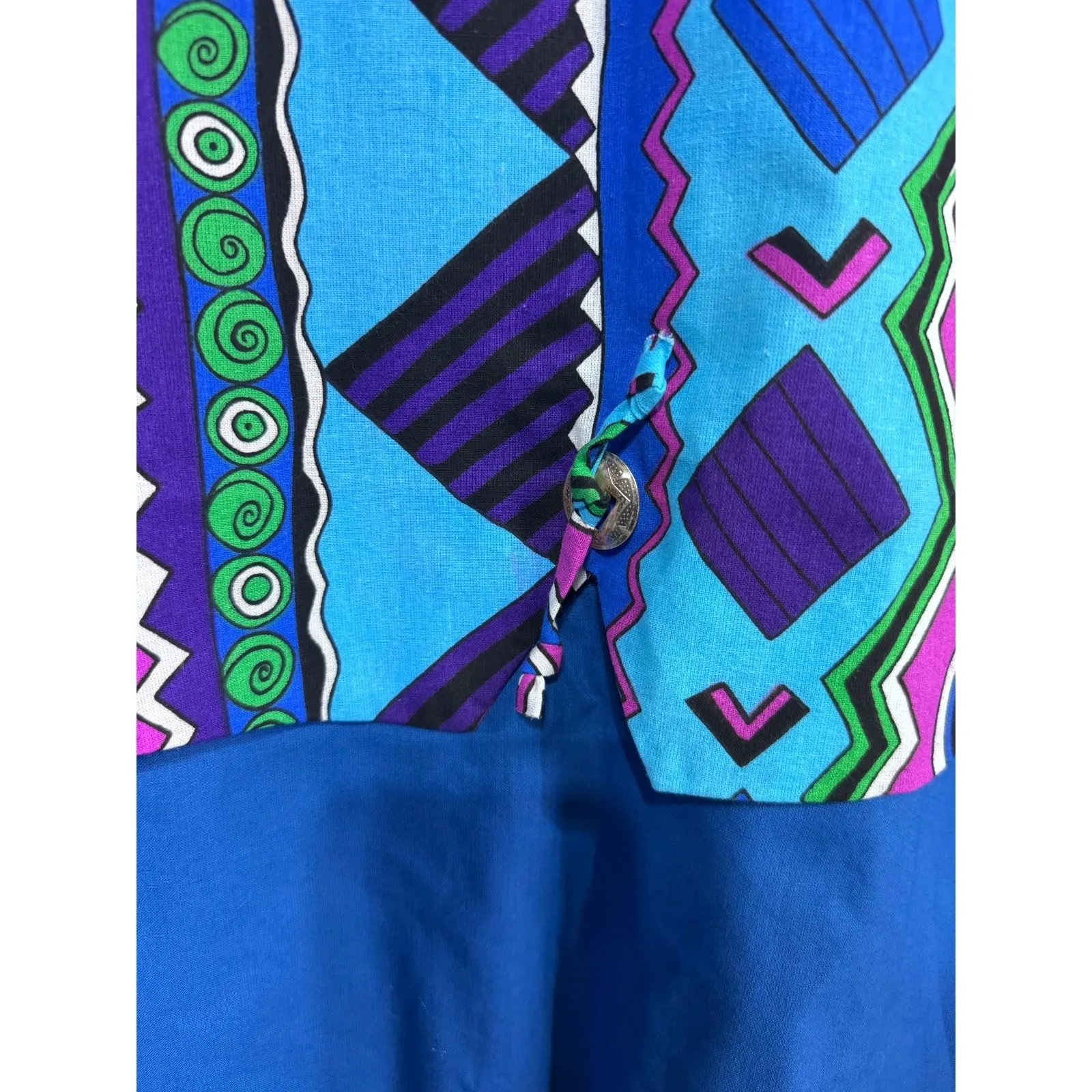 Wagon Wheels Vintage Western Blouse Geometric Aztec Print Cowgirl Snap Button‎ L Size L - Image 10