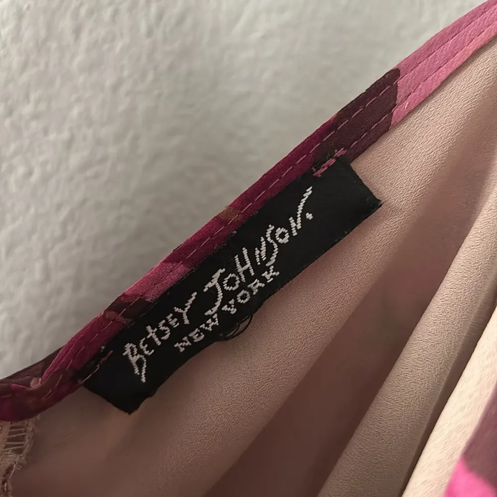 Vintage Betsey Johnson 100% Silk Ruffled Floral Midi Slip Dress - Image 4