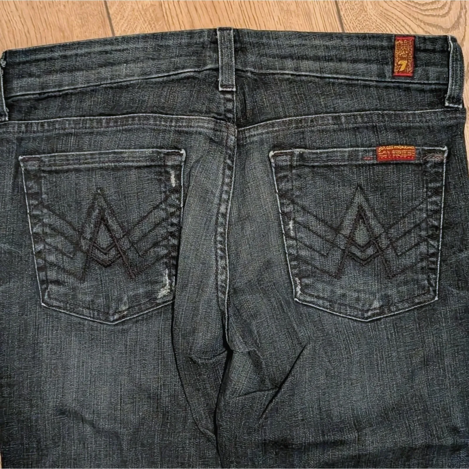 7 For All Mankind A Pocket Jeans Womens 28 Long Dark Wash Denim‎ Boot Flare - Image 5