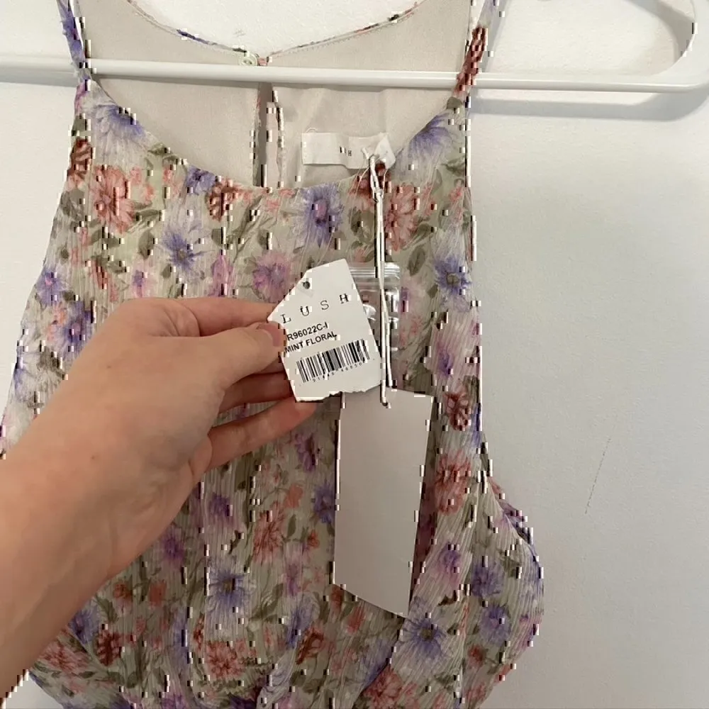 NEW NWT LUSH Cream Ivory Pink Multi Floral Pleated Sleeveless Midi Dress Medium - Image 6