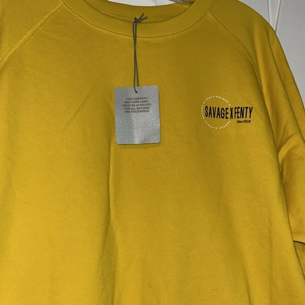 Savage x Fenty Essential Terry Scope Logo Raglan Sweatshirt Yellow Size M - Image 8