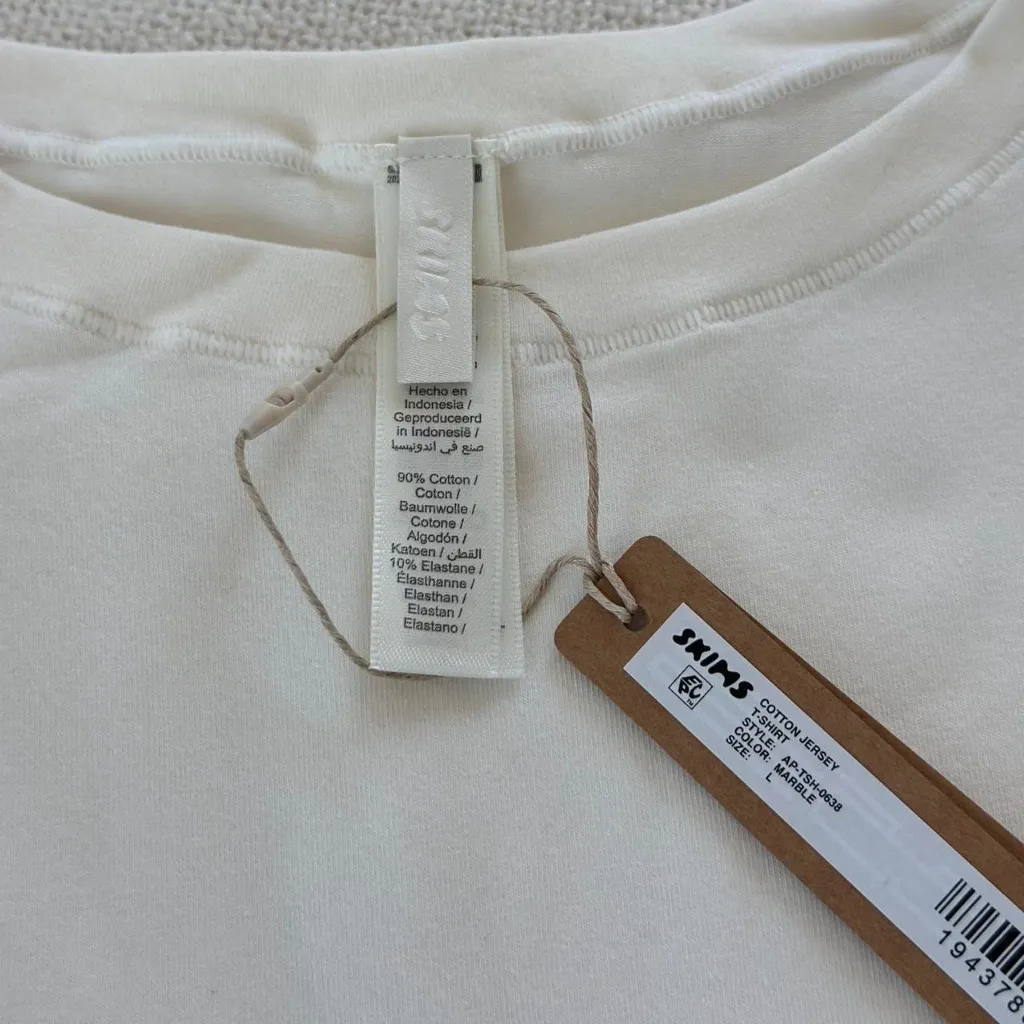 Skims Cotton Jersey T-Shirt in Marble, Size Large - Image 5