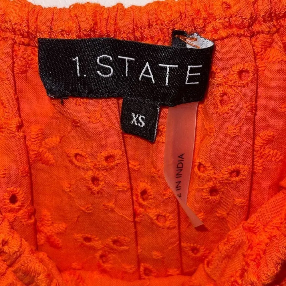 1. State Top Tigerlily Eyelet Ruffle Smocked Crop Orange Size XS‎ NWT - Image 6