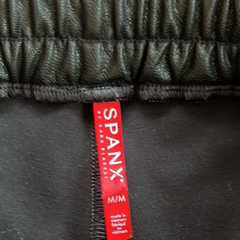 Like New SPANX Faux Leather Joggers Black Size Medium - Image 3