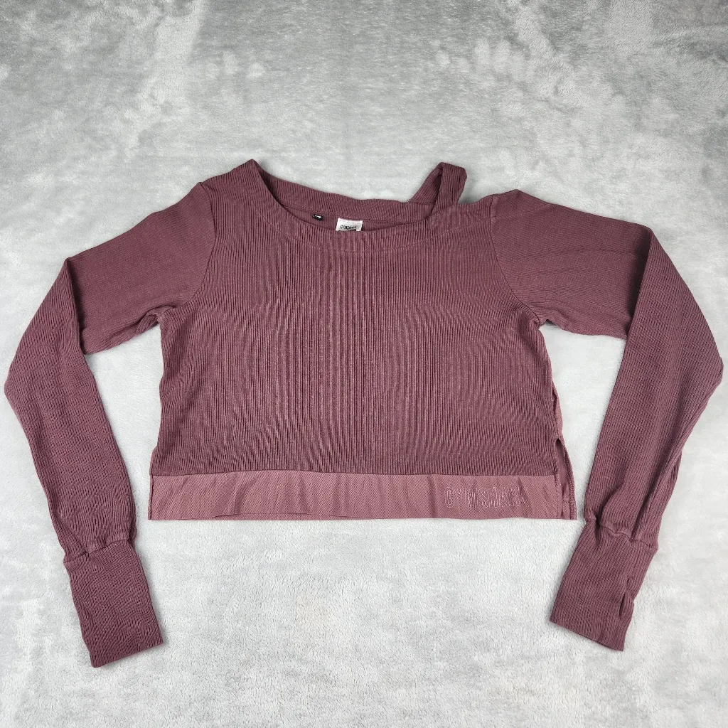 Gymshark  Studio Sweater Berry Red Long Sleeve Crop Womens Size M Medium - Image 3