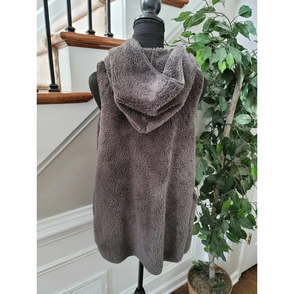 Countess Women's Brown 100% Polyester Sleeveless Faux Fur Hooded Cardigan Size S - Image 7