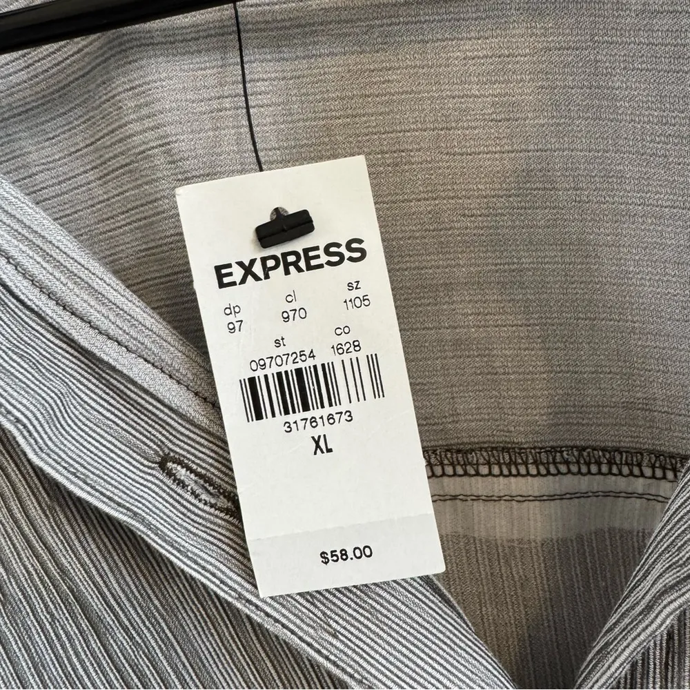 EXPRESS NWT  Grey/Silver Button-Up Shirt - Image 3