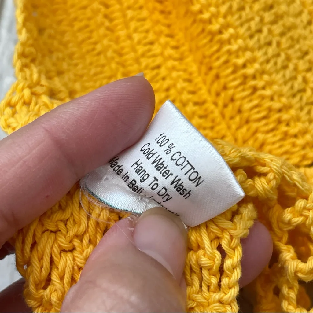 Crochet Halter Tank Top shell fringe crop womens Yellow (small) beach festival - Image 5