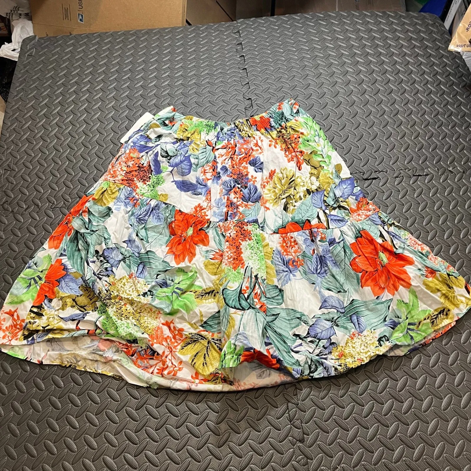 NWT Zara Basic Floral Skirt Multicolor Spring Easter Bright Womens Size Large - Image 5