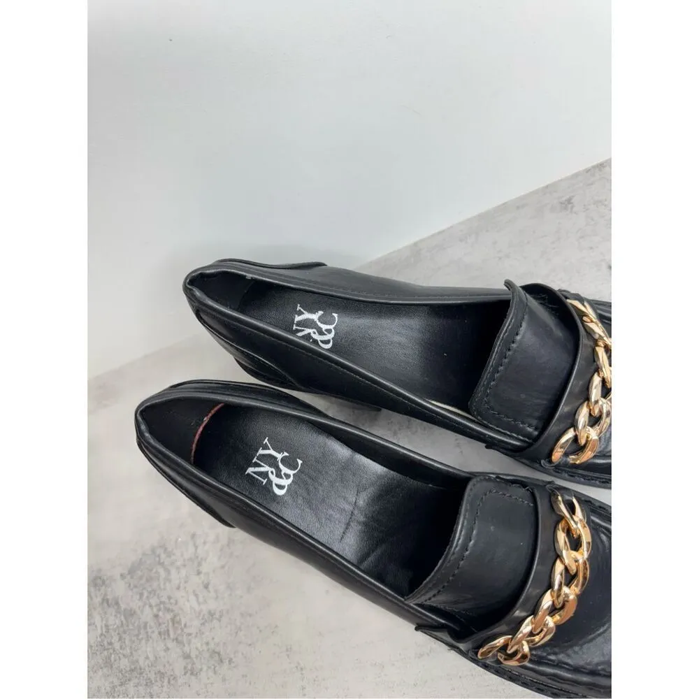 New York & Company Heeled Loafers Size 10 Black Block Heel Retro Rubber Platform - Image 6