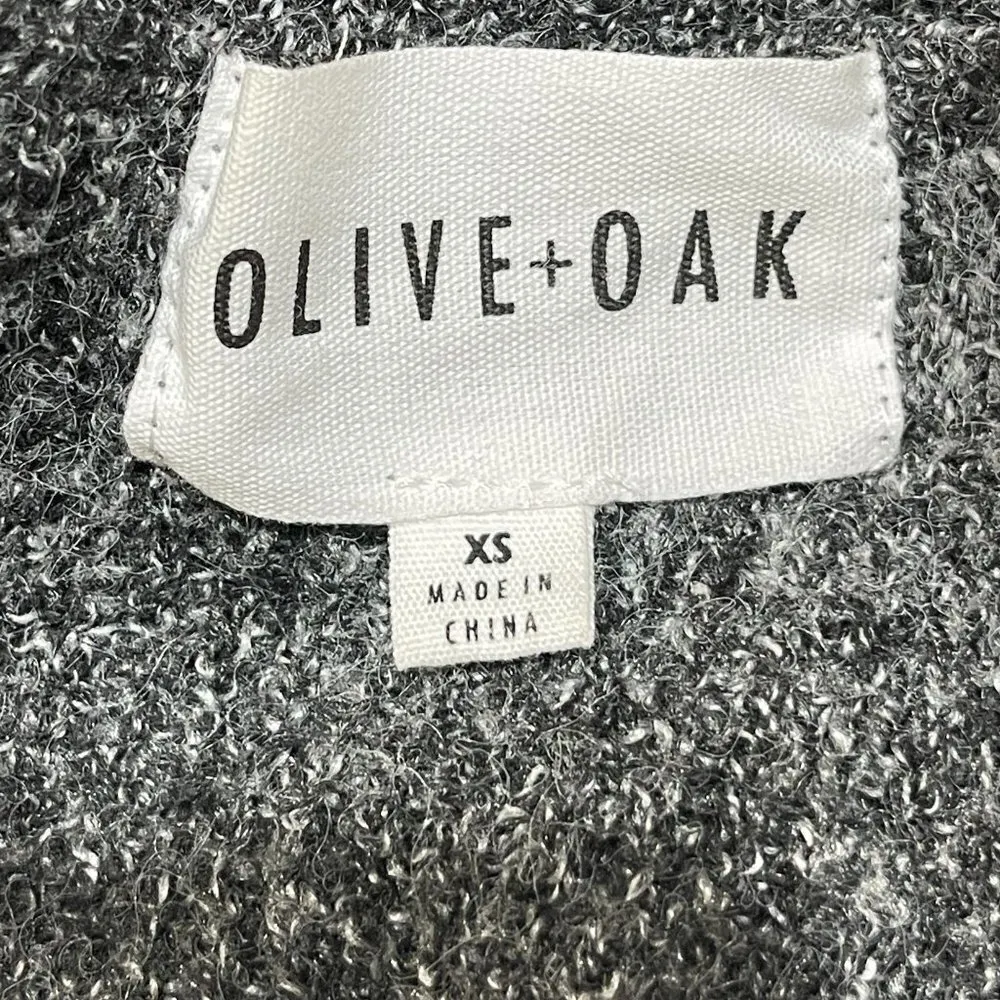 Olive + Oak Open Front Cardigan Charcoal Gray White Stripe Long-Line Size XS - Image 4