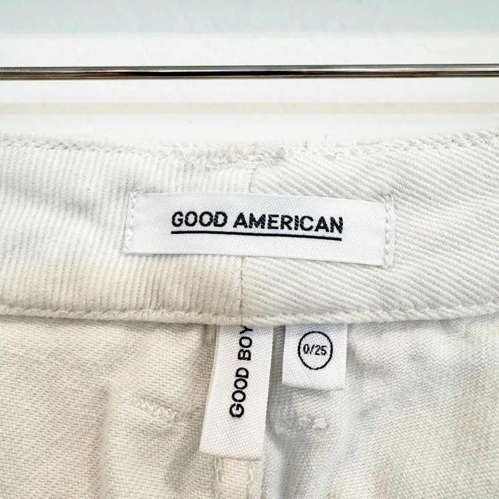 Good American Denim Good Boy Distressed Button Fly Split Hem Jeans White Size 25 - Image 6