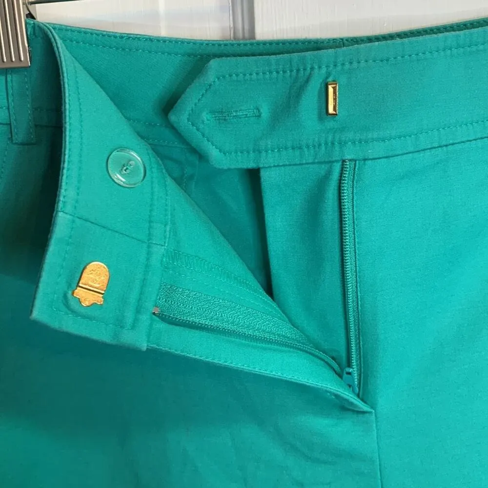 St. John Teal Green Bermuda Long Flat Front Shorts W-566 Size 2 - Image 4