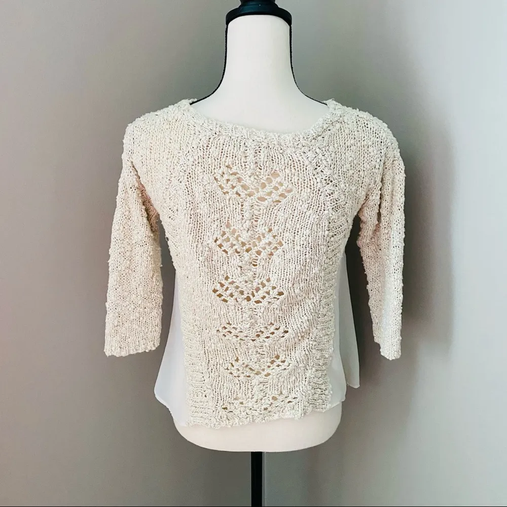 Knitted and Knotted Knitted Blouse Cream Sz XS - Image 11