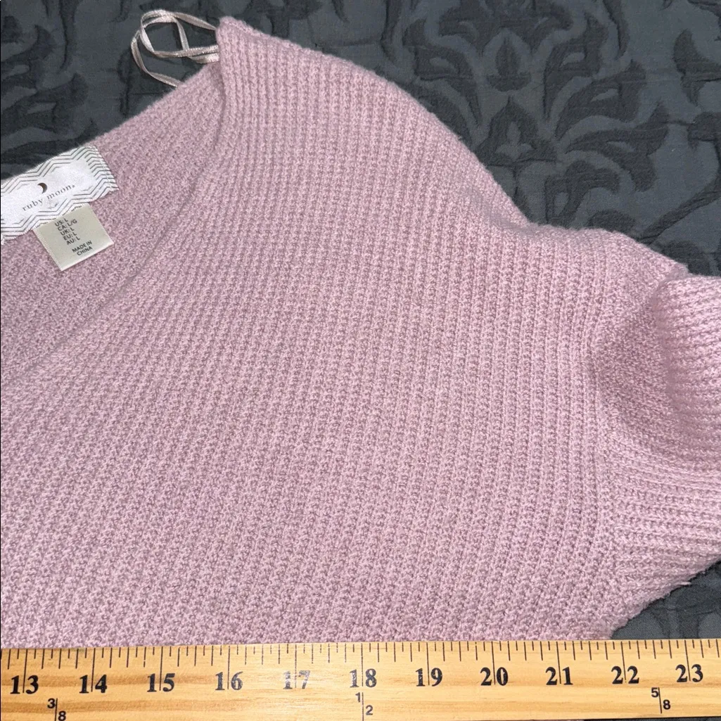 Ruby Moon women’s size large lilac v-neck pullover sweater long dolman sleeves - Image 5